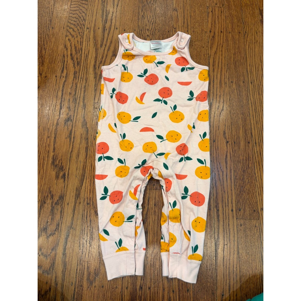 Hanna Andersson Kids Pink Orange Fruit Print Sleeveless Romper 85cm US 2T